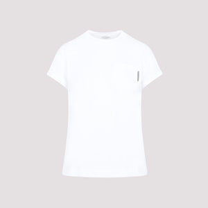 FW24女性用ホワイト コットンTシャツ タブポケット