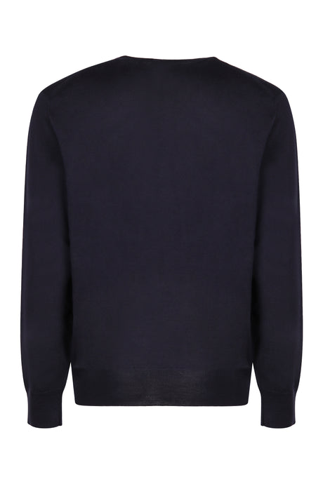 ETRO Luxury Crew-Neck Sweater in Deep Blue 100% Wool