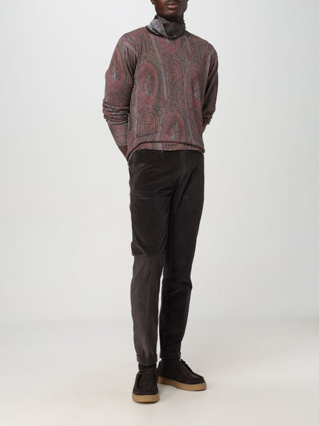 ETRO Luxury Bordeaux Silk-Cashmere Crewneck Sweater
