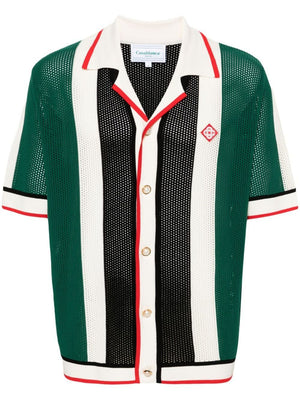 CASABLANCA Green Striped Mesh Shirt for Men - SS24 Collection