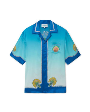 為 SS24 年度推出的 Azul 樣式男士絲襯衫：原色壁畫