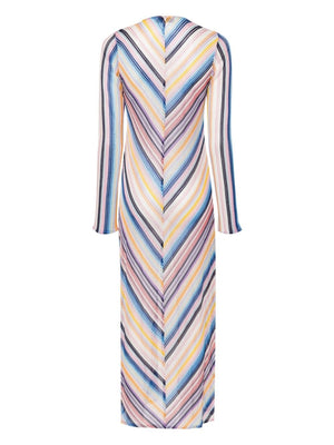 MISSONI Navy Striped Long Cover-Up for Women - SS24 Collection