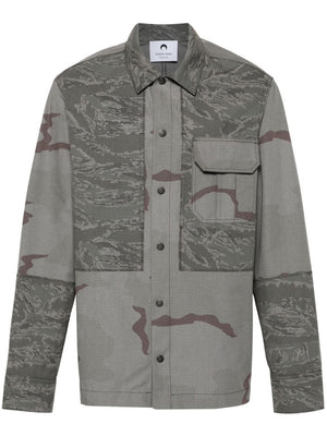 MARINE SERRE Grey Camouflage Overshirt for Men - SS24 Collection