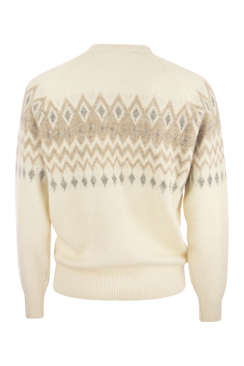 Áo len nam dài tay Nordic truyền thống phối hợp lông alpaca, cotton và len
