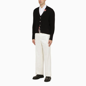 White Straight Cotton Trousers for Men - SS24 Collection
