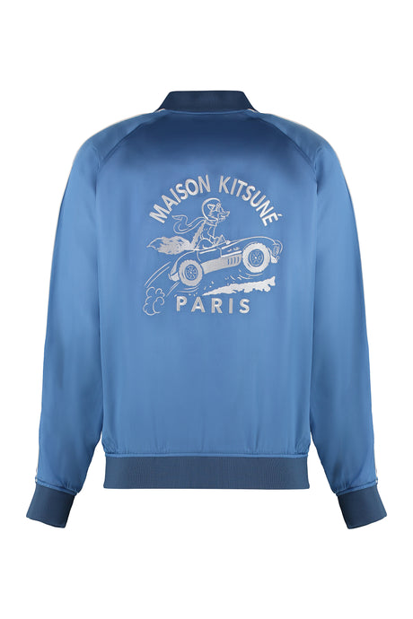 MAISON KITSUNÉ Light Blue Ribbed Viscose Full-Zip Sweatshirt for Women - SS24 Collection
