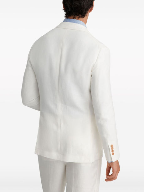 BRUNELLO CUCINELLI Men's White Deconstructed Cotton and Linen Blazer for Spring/Summer 2024
