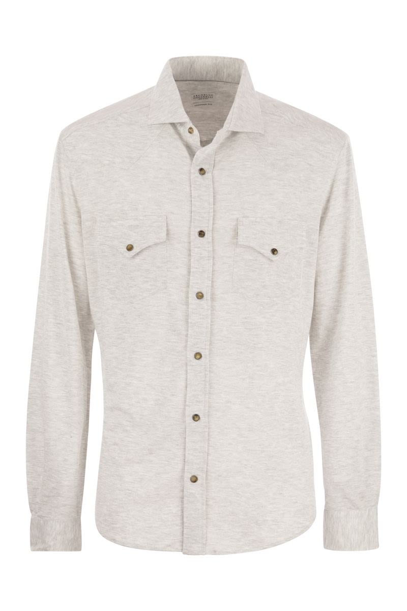 BRUNELLO CUCINELLI Western-Inspired Linen and Cotton Blend Leisure Fit Shirt