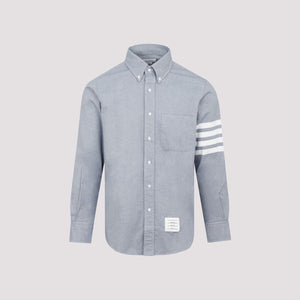 Navy Blue Flannel 4-Bar Shirt for Men by Thom Browne