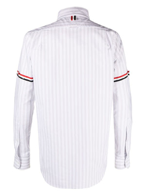 Striped Cotton Oxford Shirt with Tricolor Grosgrain Details