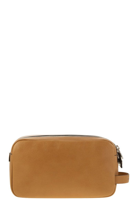 BRUNELLO CUCINELLI BEAUTY CASE IN COWHIDE WITH DOUBLE ZIP