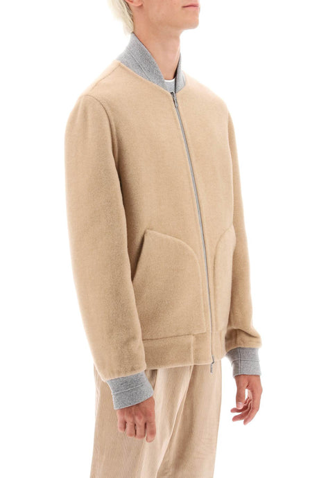 Luxurious Reversible Cashmere Bomber Jacket for Men in Beige FW23