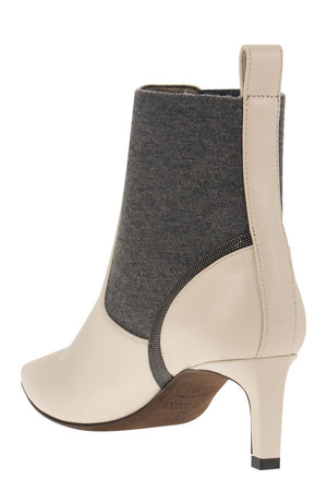 BRUNELLO CUCINELLI Refined and Luxurious Leather Heeled Ankle Boots for Women