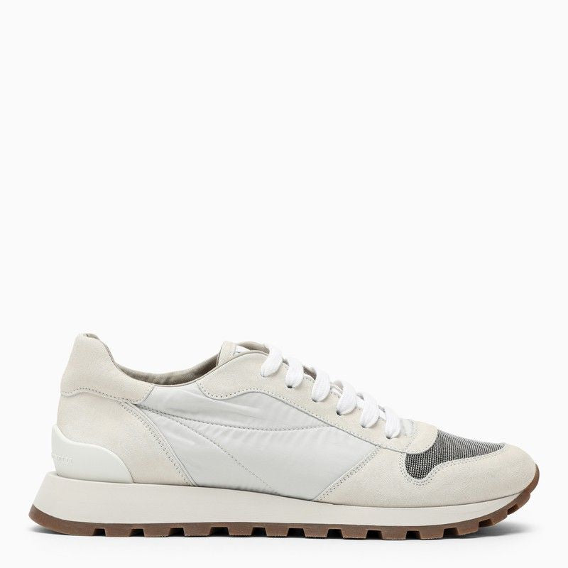 White Nylon and Suede Trainer - SS24 Collection for Women