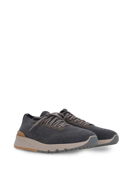 BRUNELLO CUCINELLI Elegant Wool-Blend Sneakers in Dark Grey