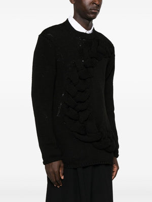 男士黑色粗針織領圈毛衣 (FW24)