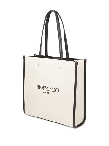 JIMMY CHOO Canvas Tote Bag in Nude & Neutrals for Women - FW23 Collection