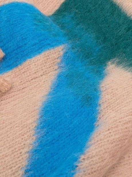 Mohair-Blend Blanket with Contrast Arrow Logo and Fringed Ends