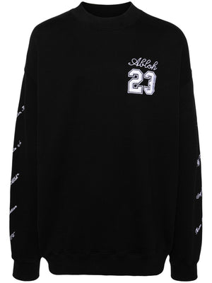 OFF-WHITE Black Embroidered Crew-Neck Sweatshirt for Men