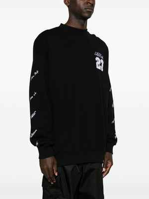 OFF-WHITE Black Embroidered Crew-Neck Sweatshirt for Men