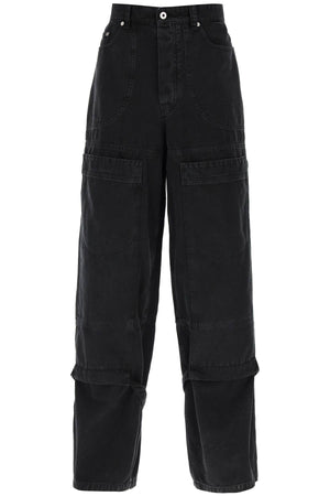 Men's Black Cargo Pants with Utility Pockets and Adjustable Straps