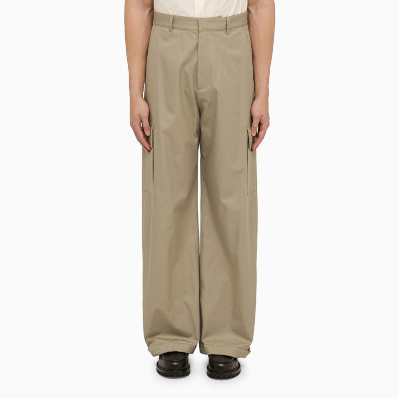 OFF-WHITE Beige Cotton Wide Cargo Trousers for Men - SS24 Collection