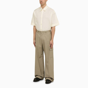 Beige Cotton Wide Cargo Trousers for Men - Bộ Sưu Tập SS24