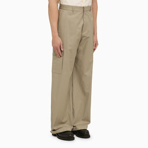 Beige Cotton Wide Cargo Trousers for Men - Bộ Sưu Tập SS24