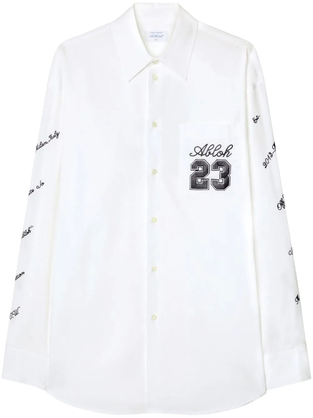 男士白色logo印花超大尺寸衬衣 23和OW图案