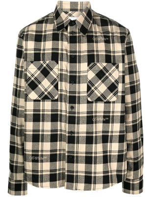 OFF-WHITE Beige Checkered Flannel Shirt for Men FW23