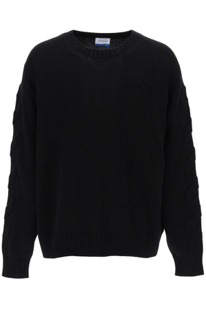 Black Diagonal Embossed Sweater for Men