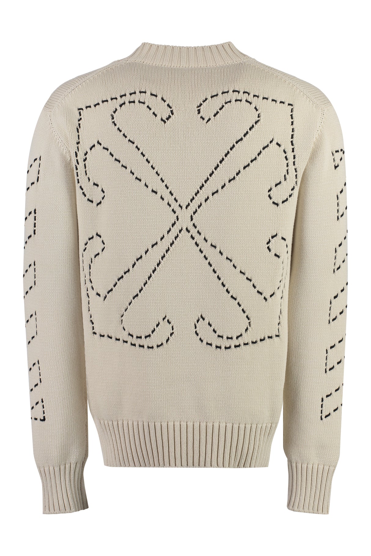 OFF-WHITE Beige Cotton Blend Crew-Neck Sweater for Men - FW23 Collection