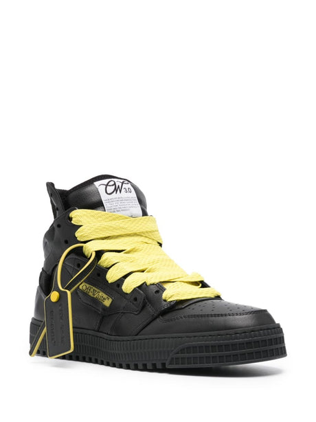 OFF-WHITE Black Leather High-top Trainer for Men from SS24 Collection