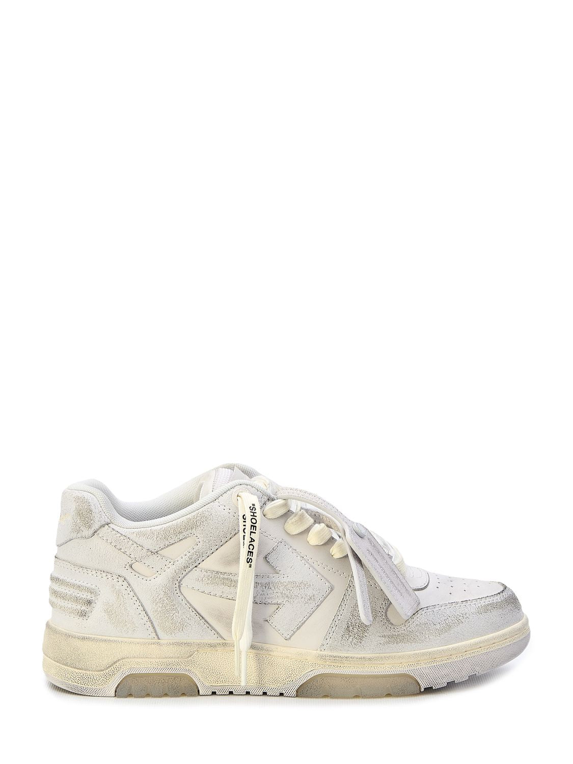 OFF-WHITE Vintage Light Grey Leather Sneakers for Men
