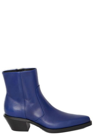 Slim Texan Ankle Boots in Blue Leather for Men - SS23