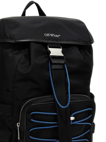 OFF-WHITE Black Leather and Nylon Fashion Backpack for Men
