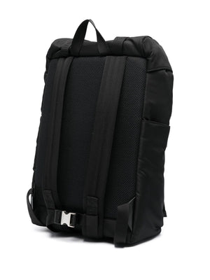 Black Nylon Backpack for Men with Padded Shoulder Straps and QR Code