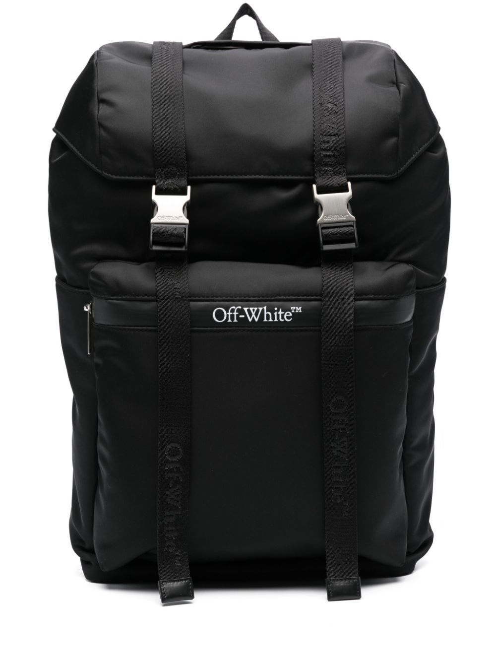 OFF-WHITE Black Nylon Backpack with Loop Handle and Padded Straps for Men