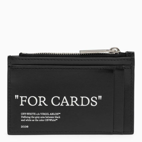Black Leather Quote Bookish Zip-Up Cardholder for Men