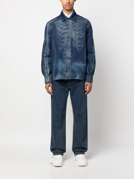 Blue Denim Shirt with Body Scan Motif - Men's SS23 Collection