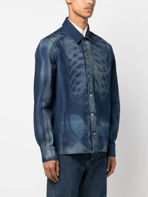 Blue Denim Shirt with Body Scan Motif - Men's SS23 Collection