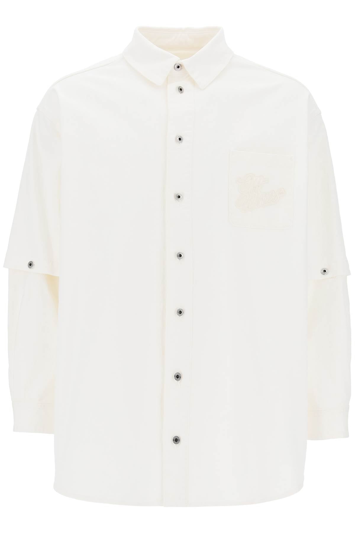Áo khoác Overshirt logo thập niên 90 chất liệu vải cotton màu trắng dành cho nam giới - SS24