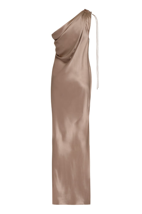 MAX MARA Golden Silk One Shoulder Dress for Women - SS24