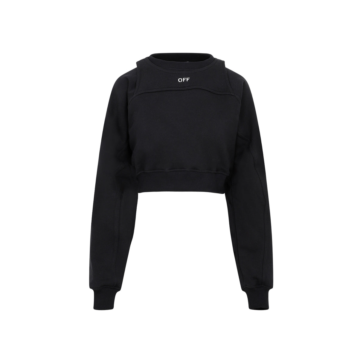 OFF-WHITE Black Cropped Cotton Sweatshirt for Women - FW23 Collection
