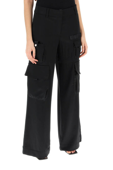OFF-WHITE Black Satin Cargo Trousers for Women - SS24 Collection