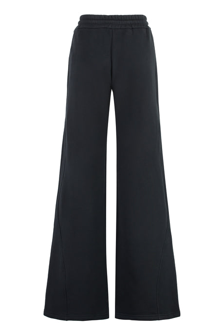黒コットンの女性用調整可能なドローコード付きズボン