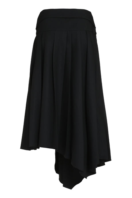 OFF-WHITE Black Pleated Asymmetric Skirt for Women - FW23