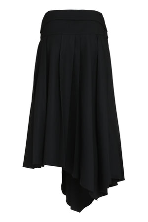 Chic Black Asymmetrical Skirt with Logo Jacquard Lining