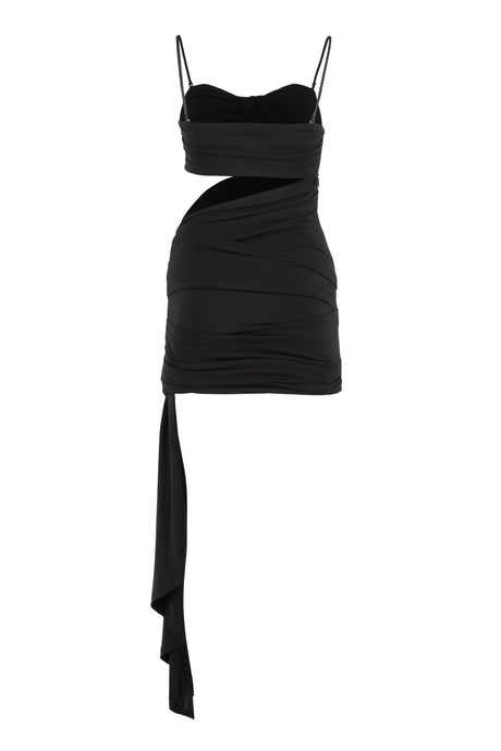Cut-Out Black Crepe Dress with Draped Side - SS23 Fashion Item