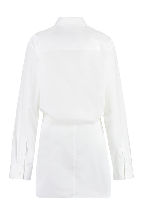 Elegant White Cotton Shirt Dress with Asymmetric Hem for Women